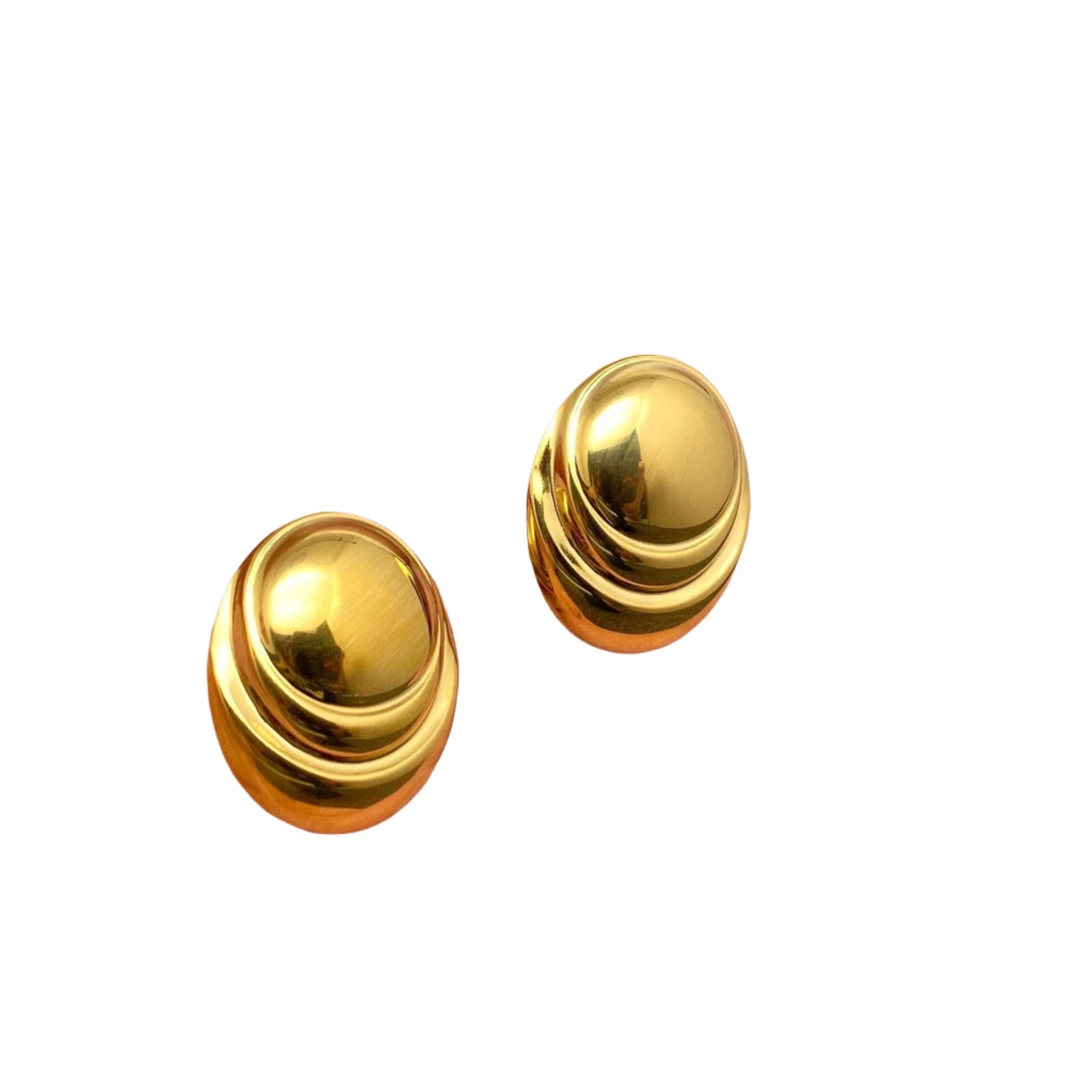Oval Concave Post Earrings