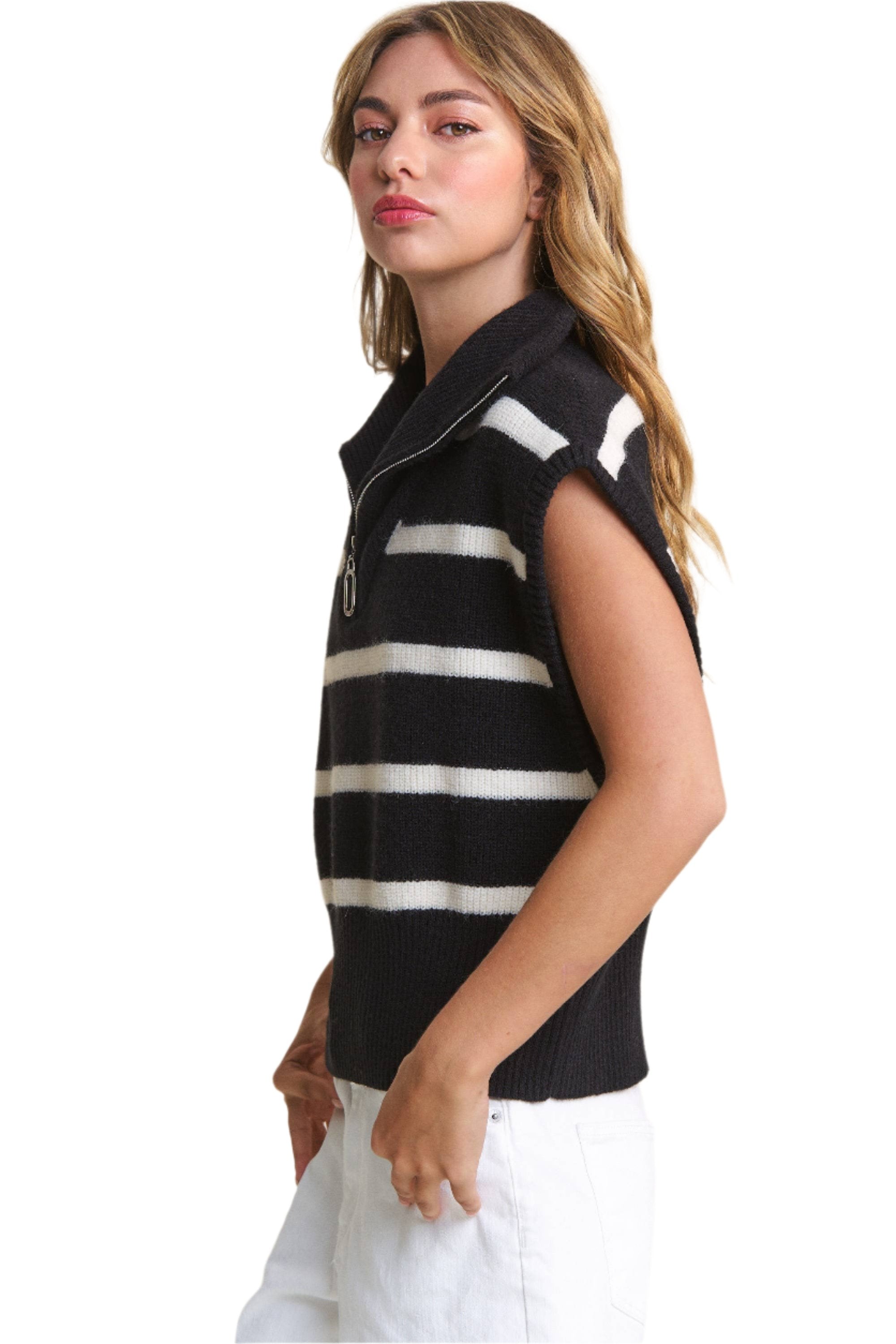 Vivian Striped Sleeveless Sweater