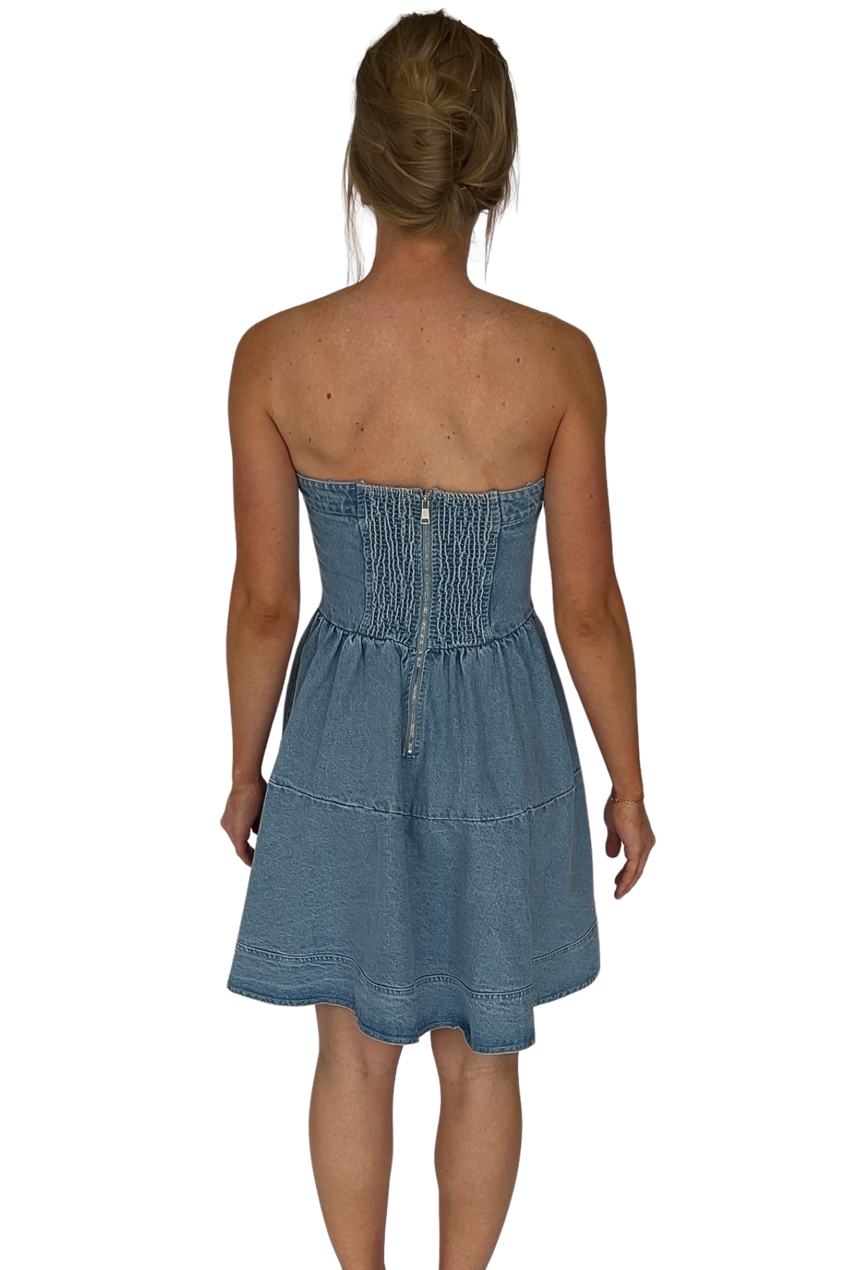 Morgan Fit and Flounce Denim Mini Dress