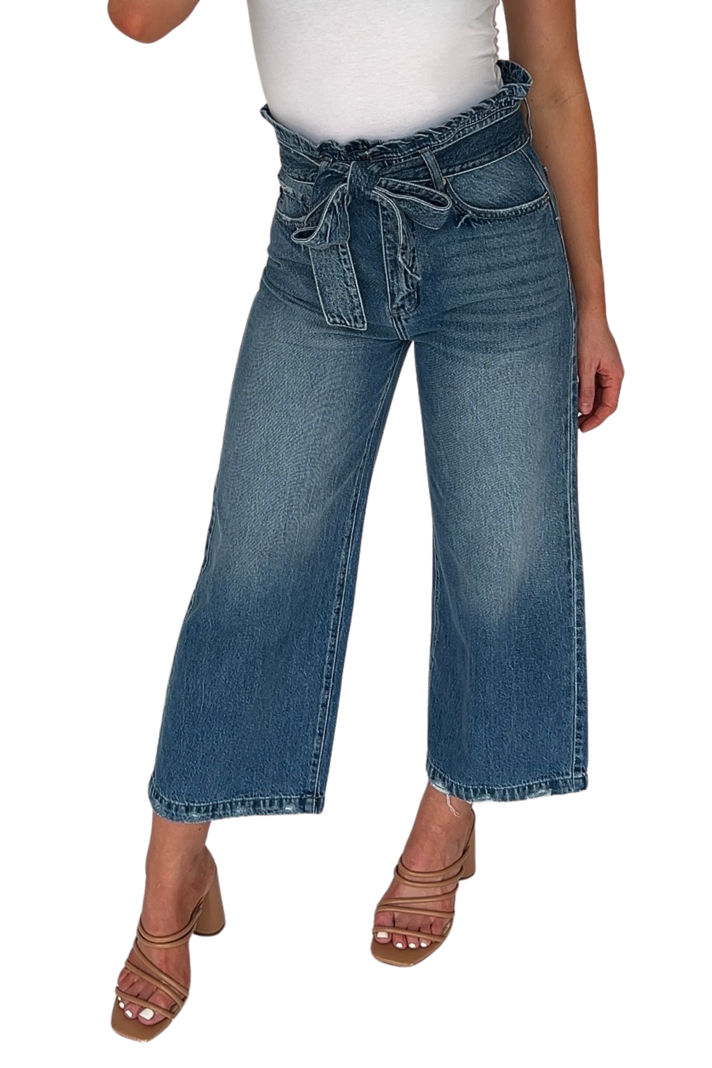 Cleo Cropped Tie Front Jeans