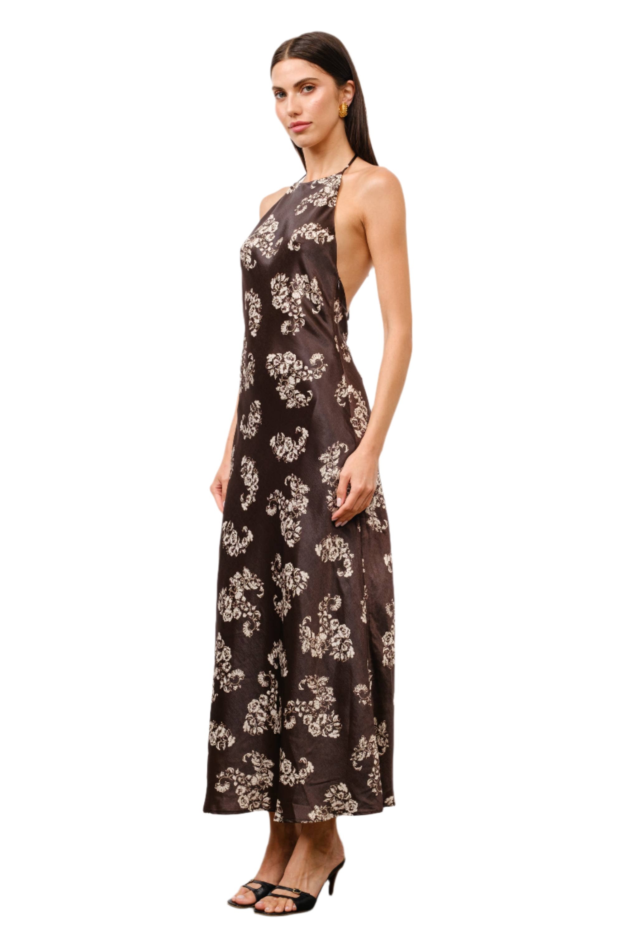 Kimora Bias-Cut Halter Maxi Dress