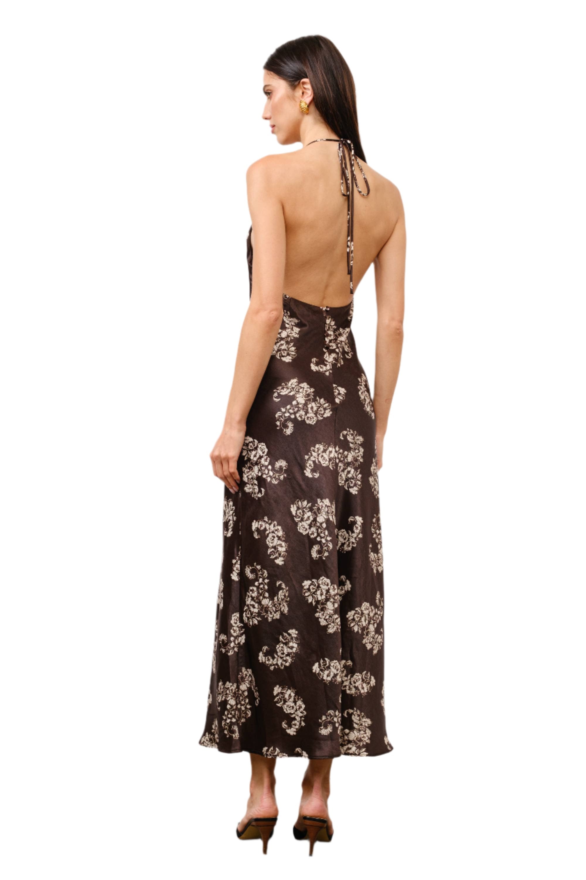 Kimora Bias-Cut Halter Maxi Dress