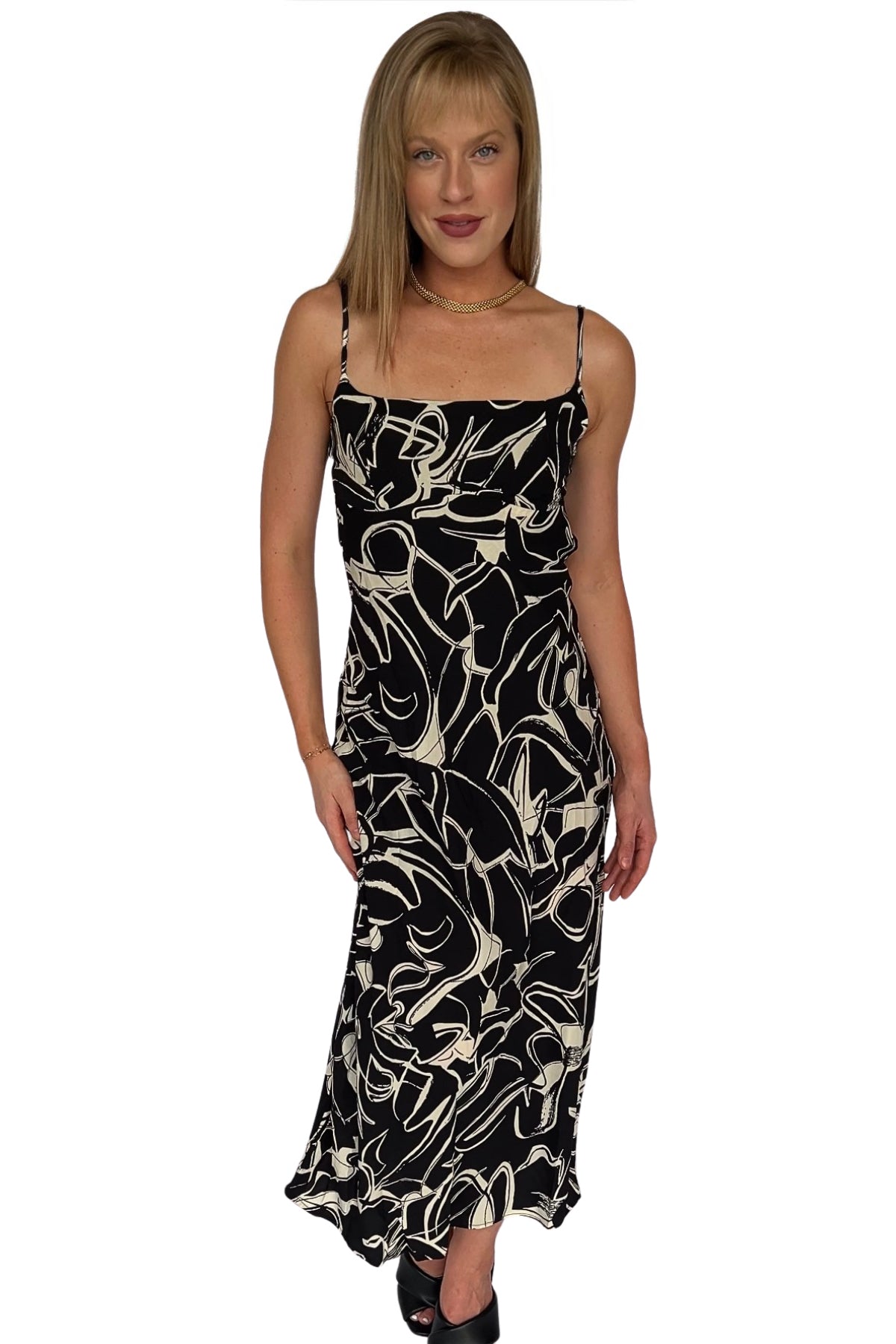 Aurelia Abstract Printed Backless Midi Dress