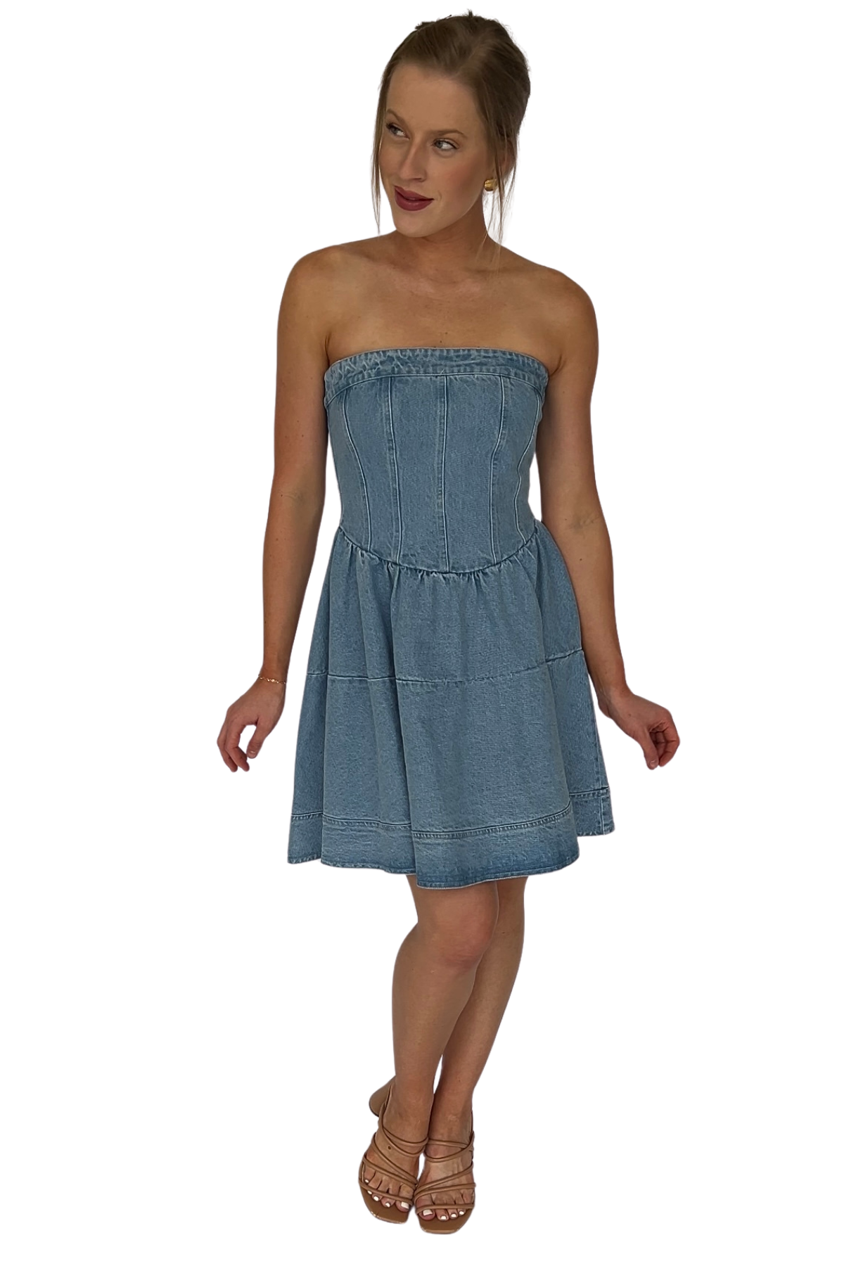 Morgan Fit and Flounce Denim Mini Dress