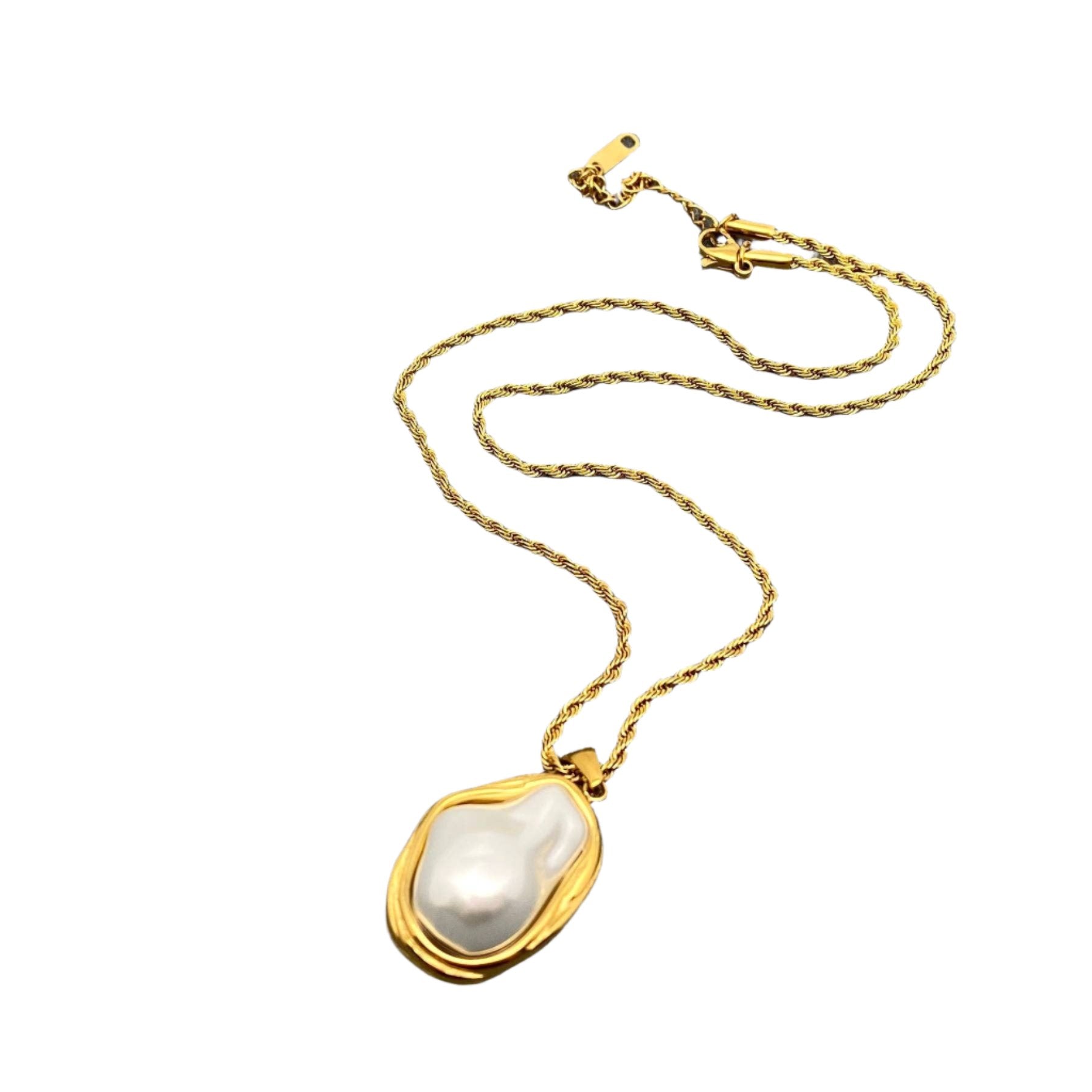 Baroque Pearl Gold Plated Twist Chain Necklace