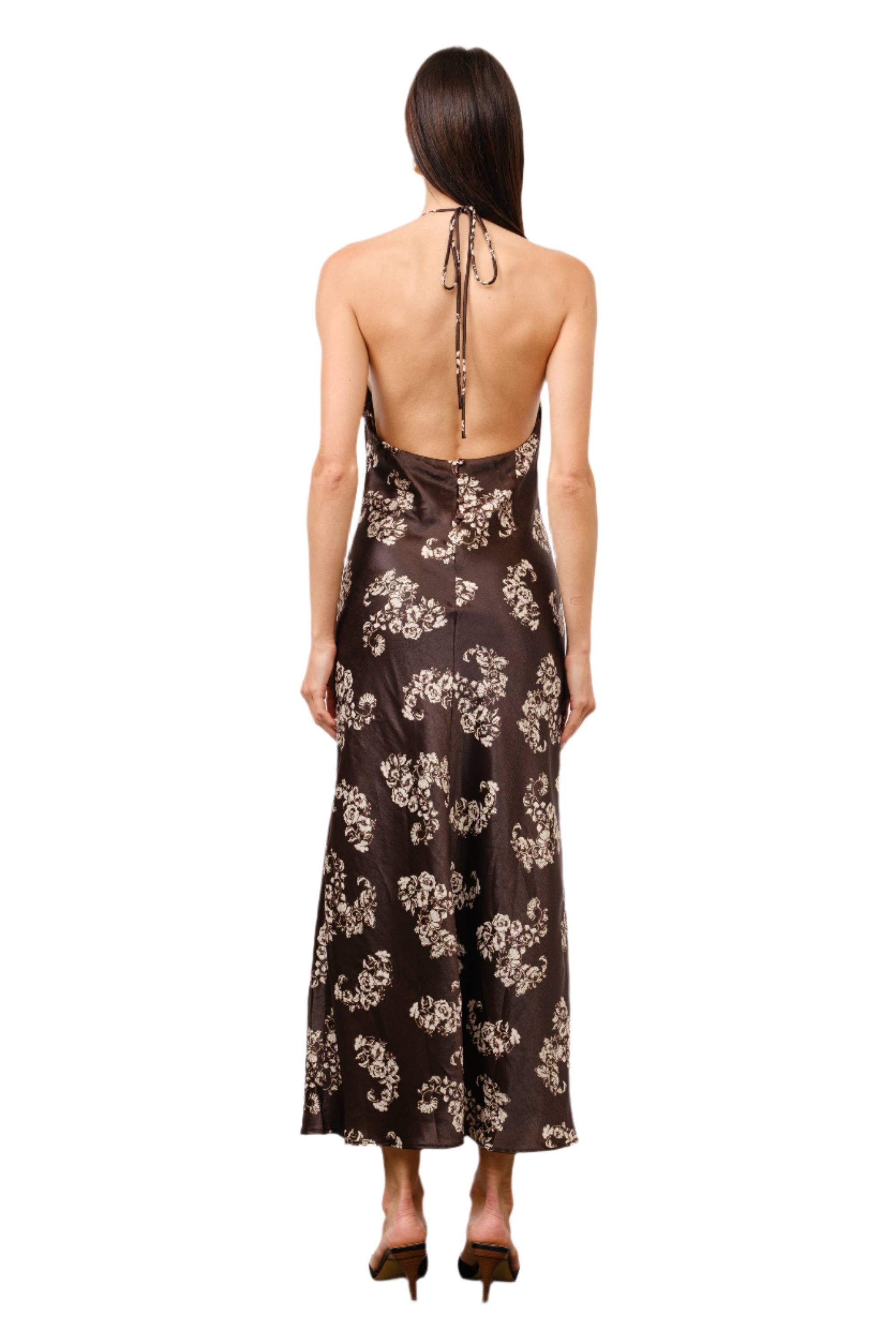 Kimora Bias-Cut Halter Maxi Dress