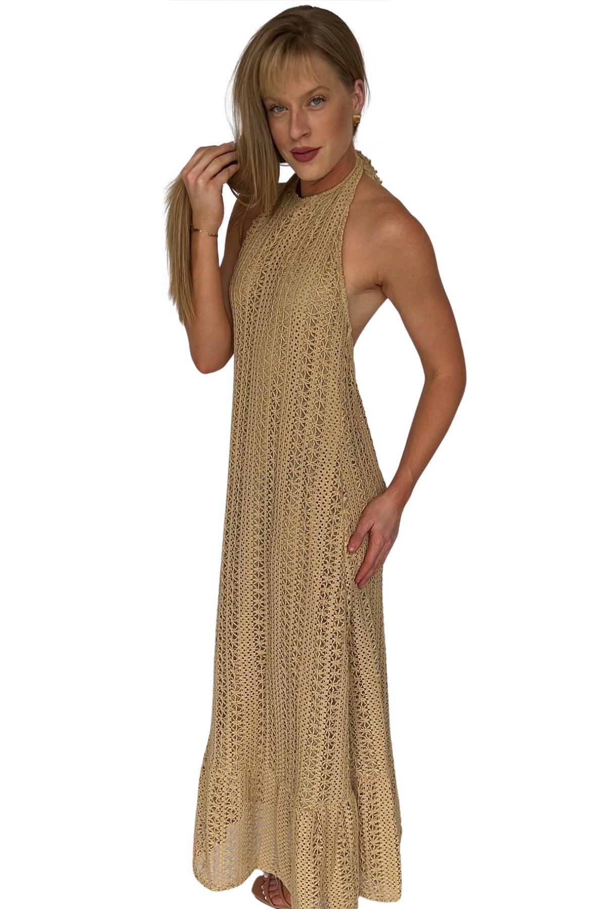 Gwen Crochet Halter Neck Maxi Dress