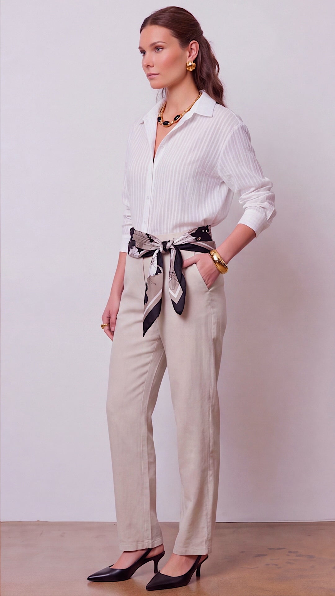 Vivienne Textured Woven Button Down Blouse